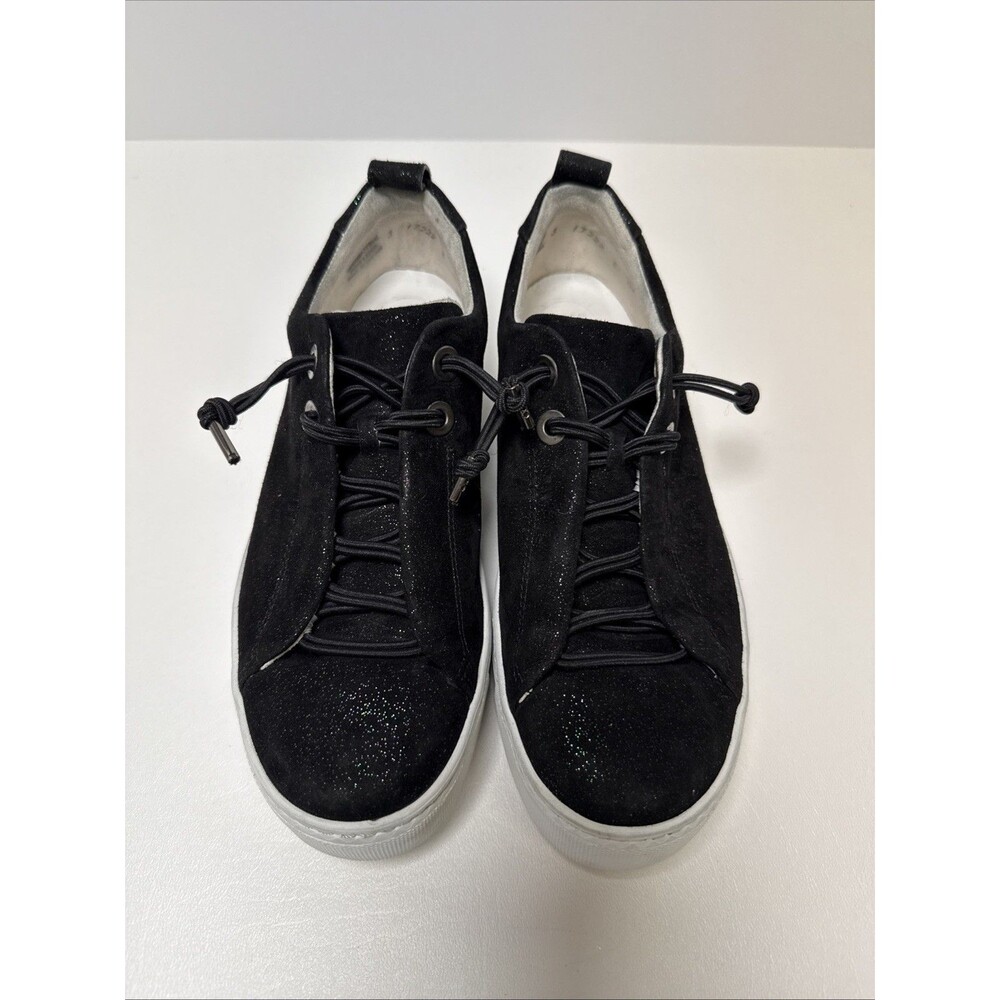 Paul Green Faye Black Suede Galaxy Glitter Low Top Platform Sneakers UK 3 US 5.5